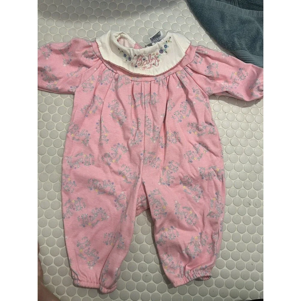 Osh Kosh Baby B'Gosh Vintage Pink Floral Bubble Romper One Piece Size 6-9 Month